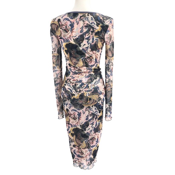 Elizabeth and James Womens Size XS Body-Con Pullover Dress Printed Mesh - Picture 3 of 9